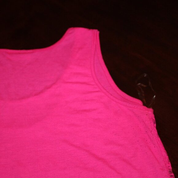Bobbie & Brooks Hot Pink Lace Tank 1X Sheer Layering Y2K Cottagecore - Picture 8 of 9